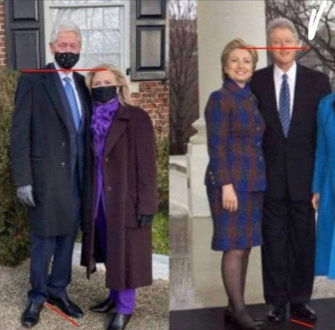 Real Hillary and fake Hillary different heights